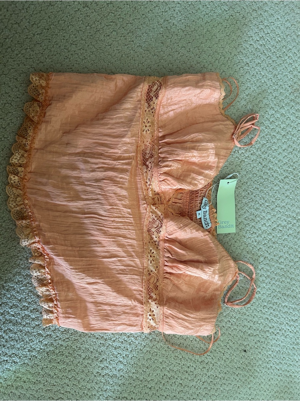 Grey Bandit Peach Lace-Trim Camisole